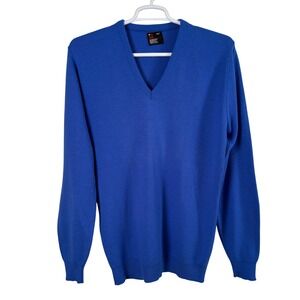 Vtg Robert Bruce V-Neck Sweater Men's XLT‎ Royal Blue Orlon Acrylic Union Made